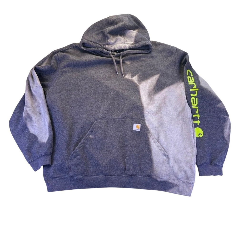 Carhartt Thrashed Men 2XL Loose Fit Hoodie Gray Bleach Stained Grunge Distressed